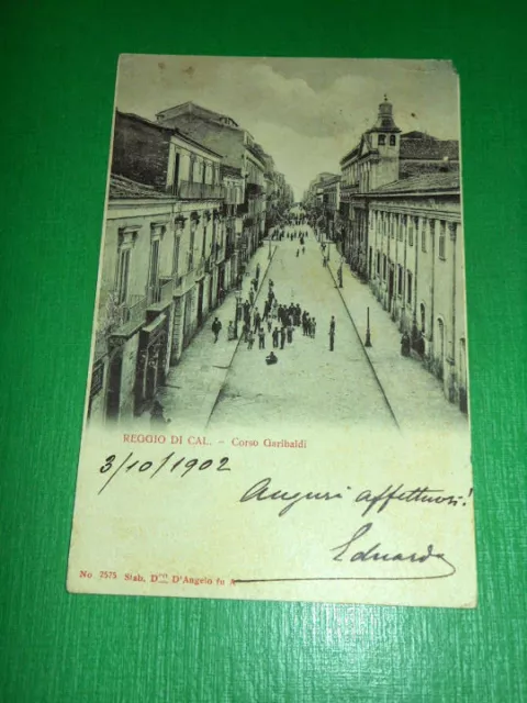 Cartolina Reggio Calabria - Corso Garibaldi 1902