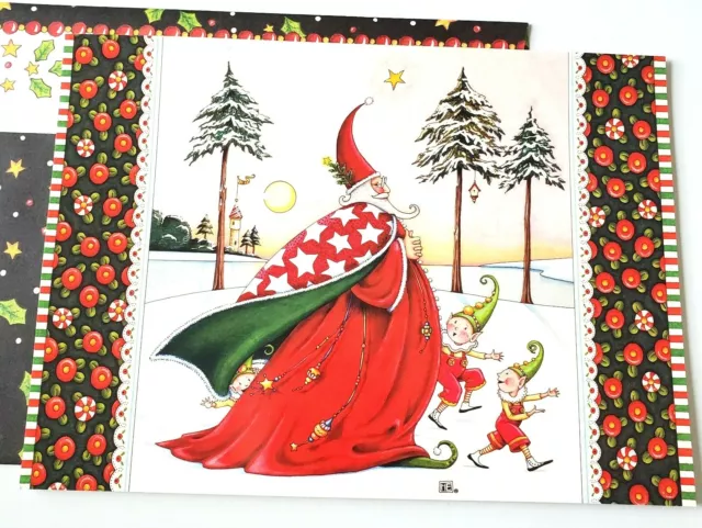 Vtg Christmas Card Mary Engelbreit Christmas Wizard Santa Elves