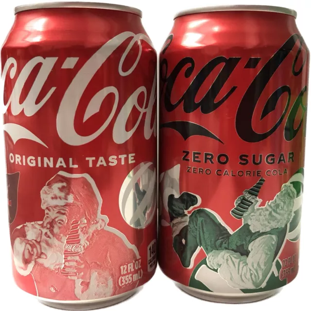 2 LIMITED EDITION 2023 COCA COLA & ZERO SUGAR HOLIDAY SANTA CLAUS 12 FLOZ CANs £9.08 PicClick UK