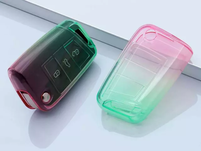Gradient Transparent FOB Case Cover For VW Volkswagen Golf GTI Remote Flip Key