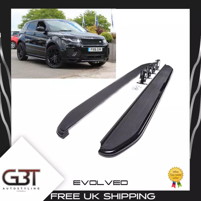 For Range Rover Evoque Dynamic Side Steps Running Board Aluminium OE Style Black