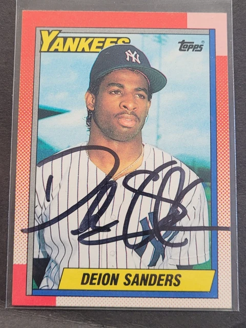 Deion Sanders Auto 1990 Topps #61 Rookie Card RC Signed Through Mail No CoA ExMt