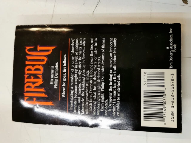 Firebug Rw VINTAGE HORROR BOOK Firebug by Robert Bloch 1988 Edition Paperback £8. ...
