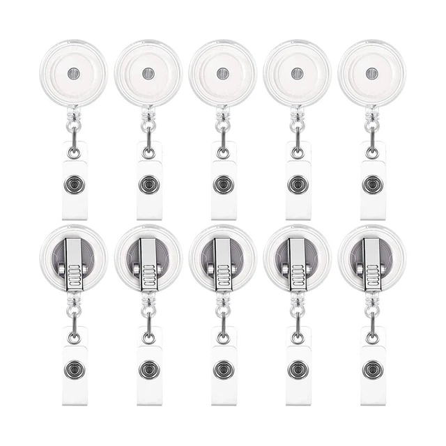 Badge Holder Moschettone Portachiavi Retrattile Con Moschettone E Clip - 30 Pezzi Per Badge, Carte D'Identità, Chiavi Portachiavi Lavoro - Foto 2