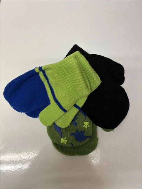 Kids’ Mittens 3 Pack Green Dinosaur, Blue, Black Mission Ridge New with Tag
