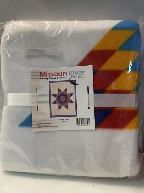 Missouri River Native American Style Fleece Blanket - Sioux Star 60x80