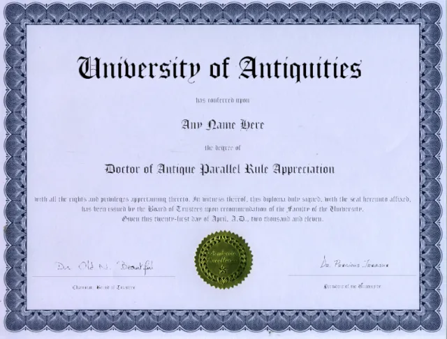 Doctor Antique Paralllel Rule Appreciation Diploma