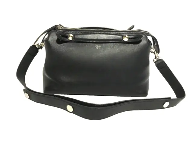 Authentic Fendi By the Way Shoulder Bag Medium Black Leather