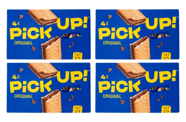 4X Pick Up Originale Snack Doppio Biscotto Tavoletta di Cioccolato al Latte 112g