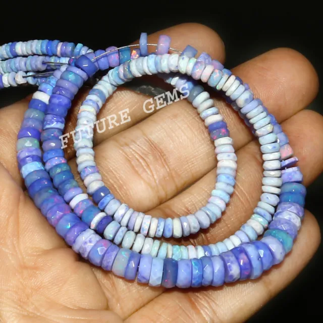 Äthiopische Opal Perlen Handgemacht Schmuck 4-5 MM Facettierte Halskette Np 98