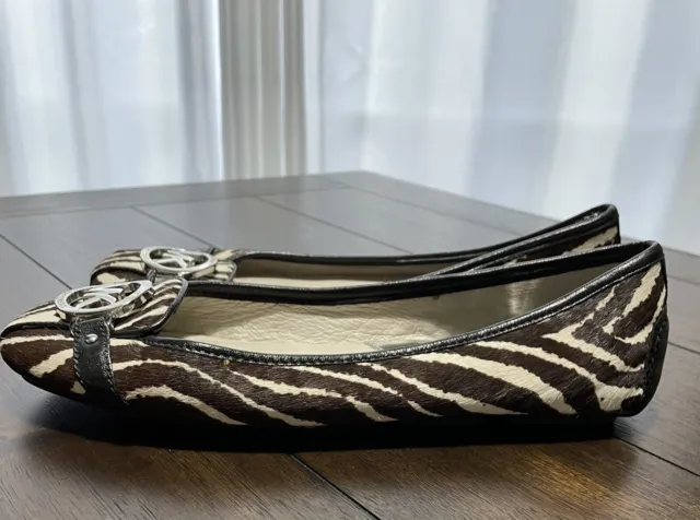 NWOB Michael Kors Zebra Print Calf Hair Flats Womens 9M Casual