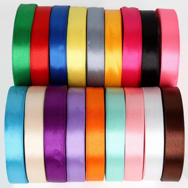 Satin Ribbon Double Sided Full Reel 22 Metre Rolls 30 Colours 15mm