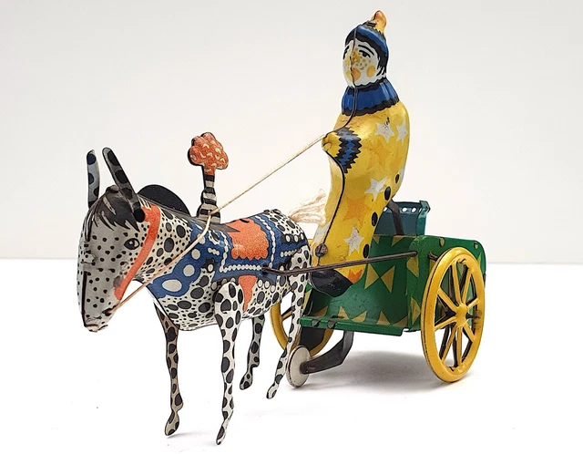 Jouet Ancien En Plastique Cheval Et Charrette - Années 50/60, Marque Toy Color, Occasion