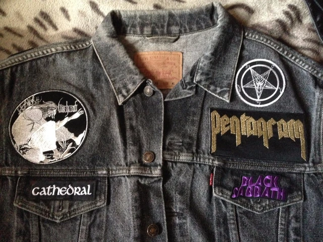 DOOM STONER METAL Denim Battle Jacket Vest Waistcoat Pentagram