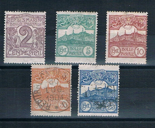 B3508 - SAINT-MARIN - Timbres N° 34 à 36 Neufs* et N° 37 et 38 Oblitérés