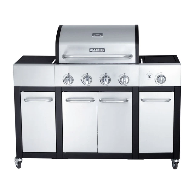 Allgrill Basic-Line Major Gasgrill mit 4 Brennern Seitenkocher und Seitentischen