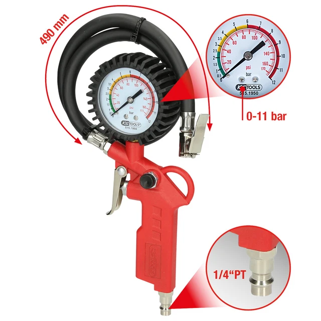 KS Tools Druckluft-Reifenfüllmesser, 0-11bar, 515.1950