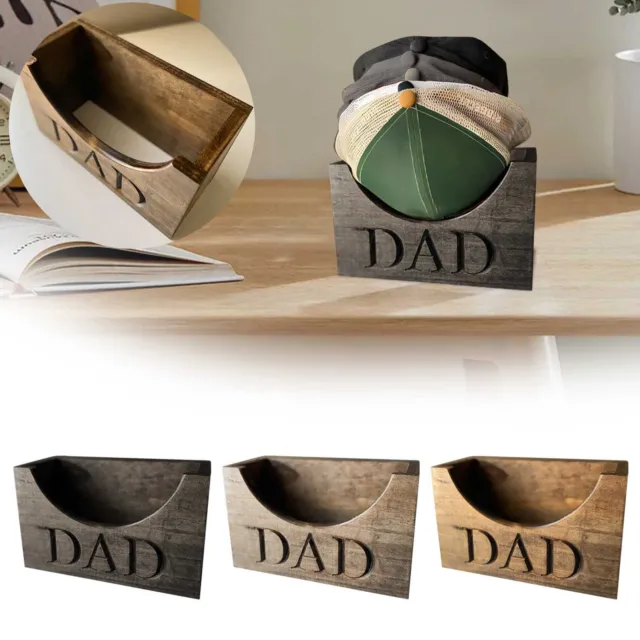 Father's Day Gift Wooden Hat Holder Dad Letter Engraved Men Hat Holder Baseball
