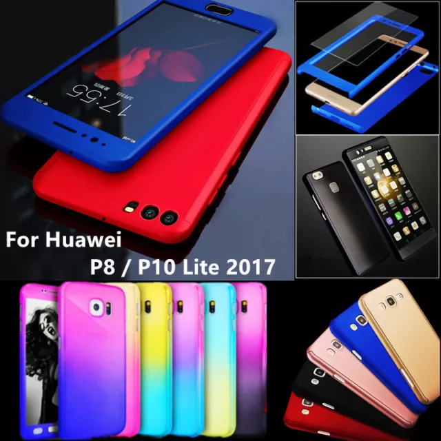 Hybrid 360 Case + Tempered Glass Screen Guard For Huawei P30 P20 P10 Lite Pro