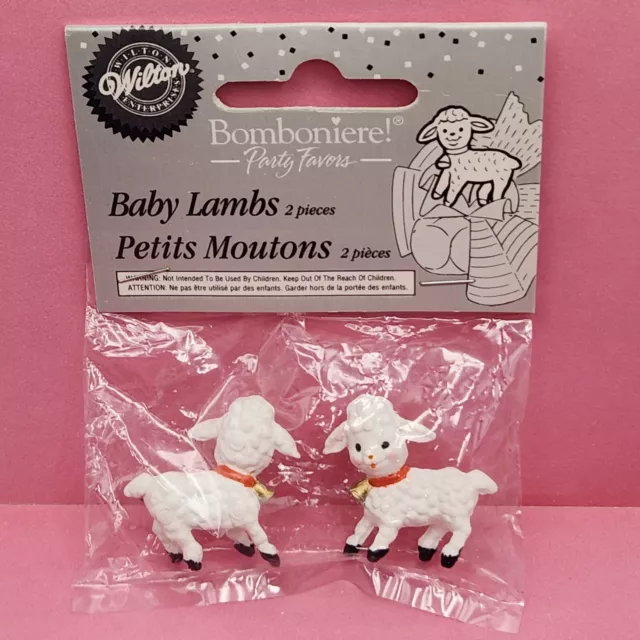 Vtg Wilton Baby Lambs Cake Toppers Easter 2 Party Favors NOS Miniature Sheep 90s