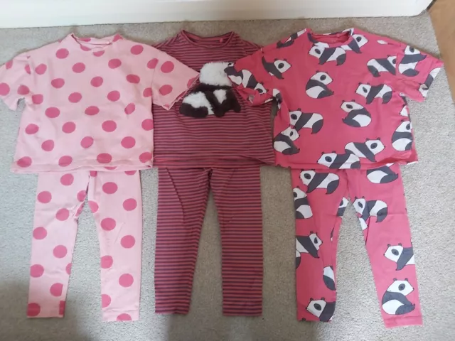 NEXT Girls Age 5 Years Pink Panda Pyjama Set Bundle Autumn Winter Snuggle Fit