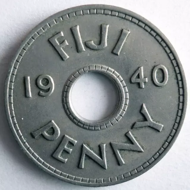 1940 FIJI PENNY - Excellent Low Mintage Coin - FREE SHIP- Bin #702