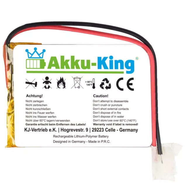 5x LiPo Polymer Akku (Lithium-Batterie) 3,6V/1650mAh 5,94Wh 118x29x4,3mm
