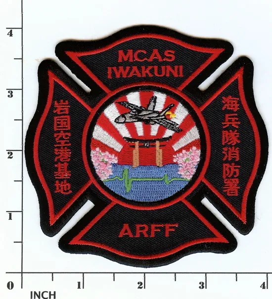 USMC ARFF Iwakuni Japan! Aircraft Rescue Fire Fighters color PATCH Marines Japan
