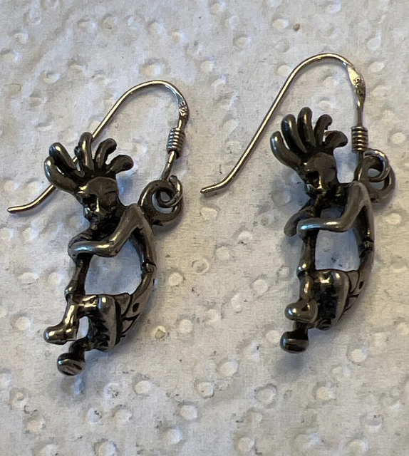 Native American Zuni Figural Sterling Silver Earrings