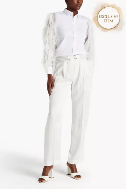 RRP €1947 BRUNELLO CUCINELLI Satin Trousers IT40 US4 UK8 S White Pleated