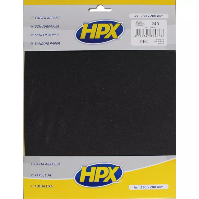 5x HPX SET 4 Stück Schleifpapier nass Papier Rostlöser Metall Körnung 240 235932