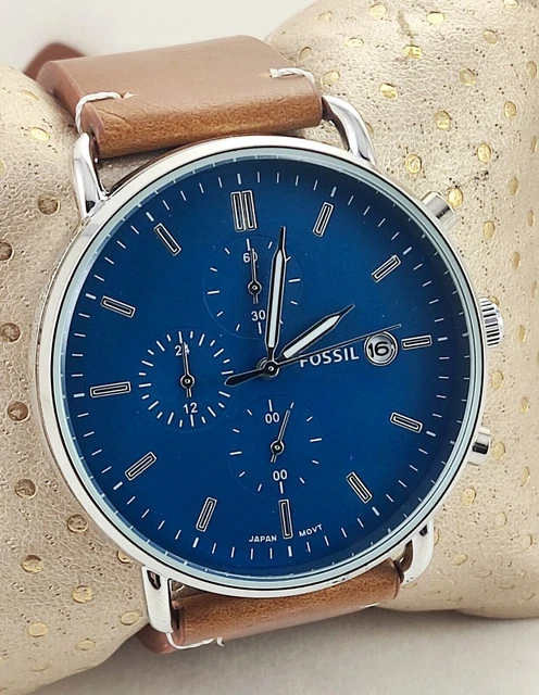 Montre townsman twist multifonction sales en cuir brun foncé