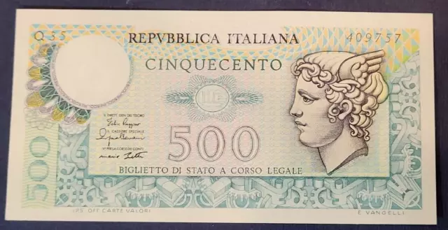 1979 ITALIA REPUBBLICA Banconota FDS 500 lire Mercurio D.M. 2.4.1979 cartamoneta