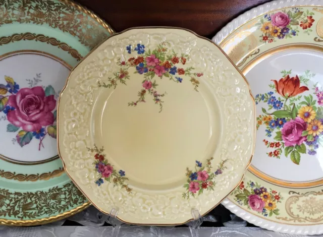 Vintage Crown Ducal Florentine 'Marie' Cream & Floral Salad Plate  C1930'S