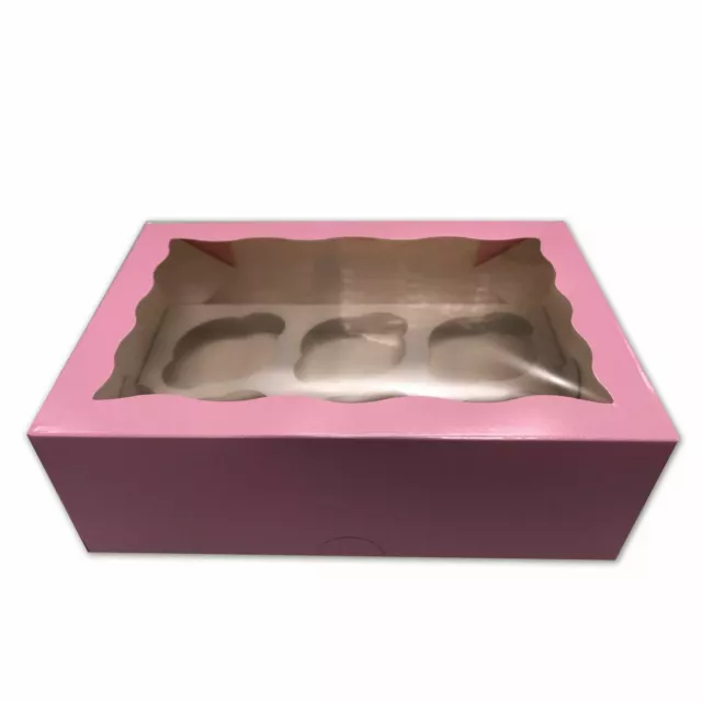 Cupcake Boxes 6Hole 100/Pk Window Face Pink Cake Boxes Party Boxes Muffin Cases