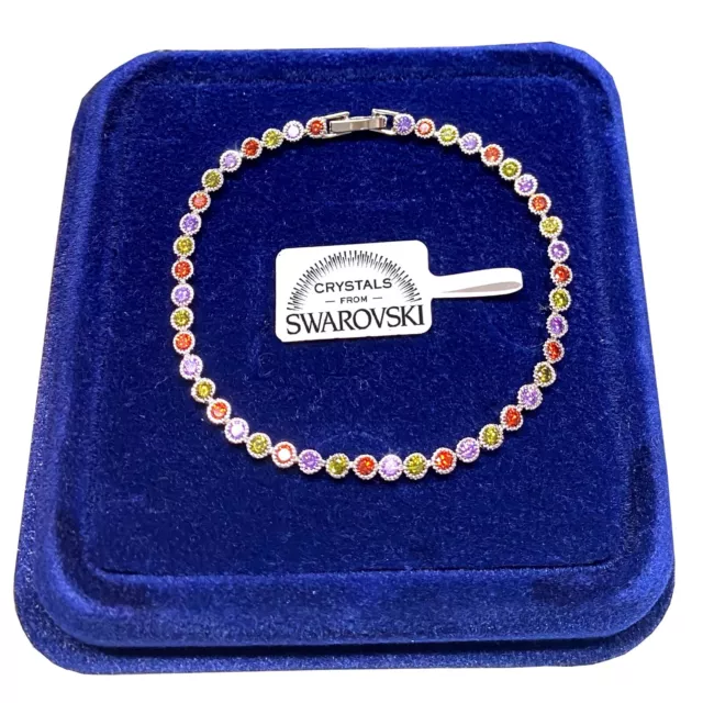 Bracciale Tennis Palline 4mm pl. oro Bianco 18k con Cristalli Swarovski  B54