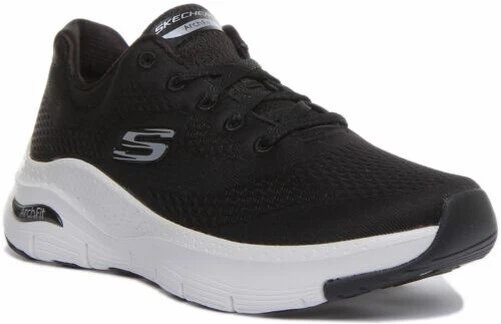 Skechers Arquée Compatible Avec Noir Blanc Léger Lacet Podologue Taille UK 3 - 8