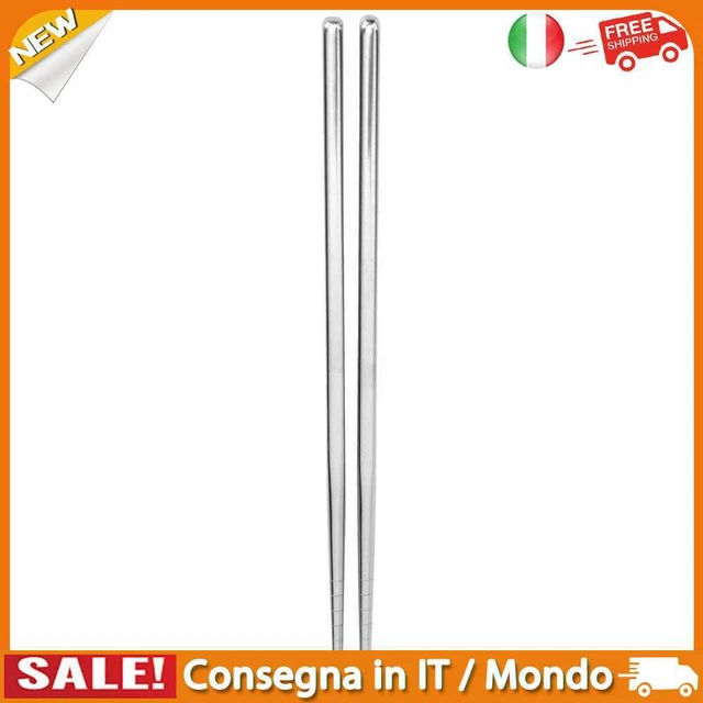 IT 1 Pair Stainless Steel Chopsticks Tableware Non-slip Food Sticks (Silver)