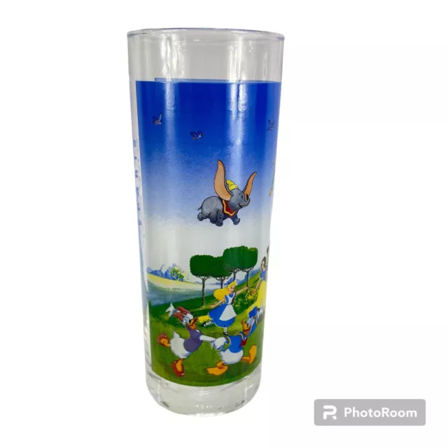 Disneyland Paris France tall drinking glass pooh mickey Dumbo Collector Disney