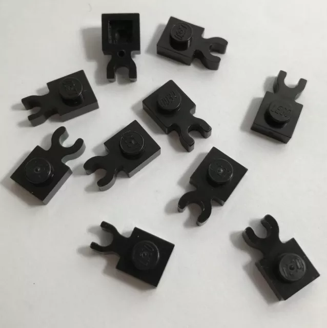 10 x LEGO Piastra Nera Modificata 1x1 con Clip Verticale, 4085 - eccellente