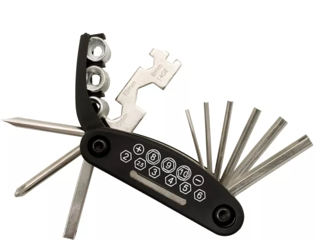 Bicycle Multi Repair tool Kit Multitool 16 in 1 Allen Keys Spanners Screwdrivers