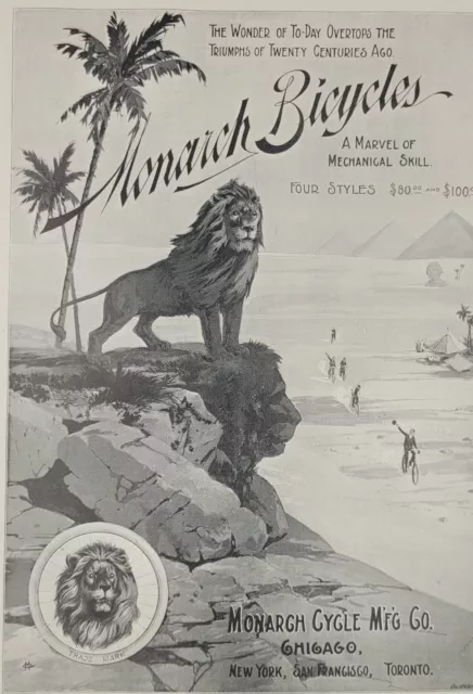 Monarch Bicycles  beautiful and historic  full-page ad  1896