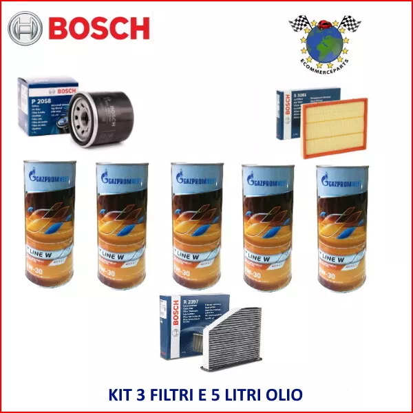 Kit 3 Filtri Bosch + 5 Litri Olio 5W30 per VW CADDY