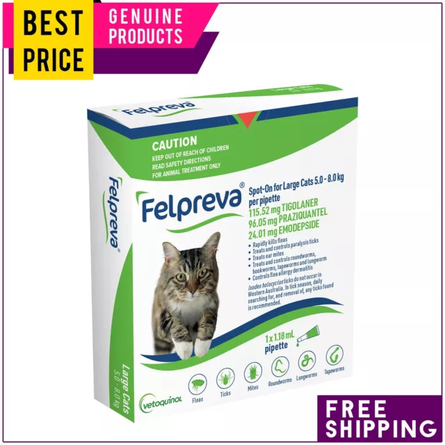 Felpreva Spot-On For Large Cats 5 to 8 Kg (Green) 1 Pipette