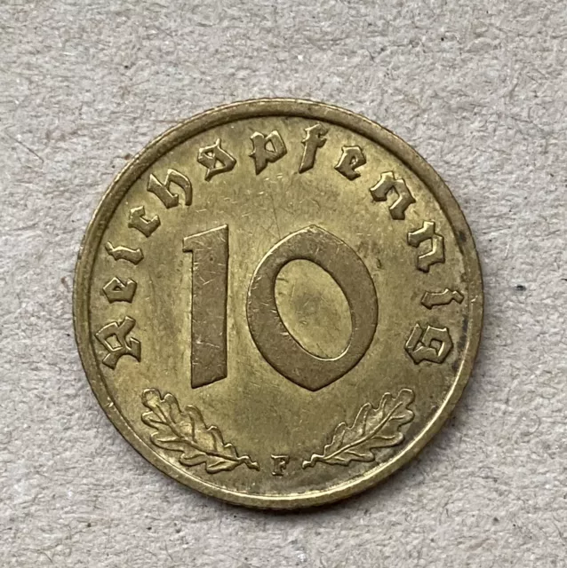 Sammlerstück 10 Reichspfennig 1937 F Deutsches Reich