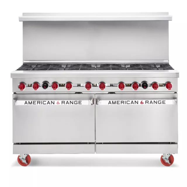 American Range AR-10 60" Gas Restaurant Range w/ (10) Open Burners, (2) Stand...