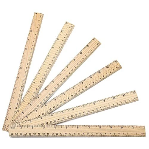 60 PACK WOODEN Ruler 12 Inch Rulers Bulk Wood Measuring Ruler Office