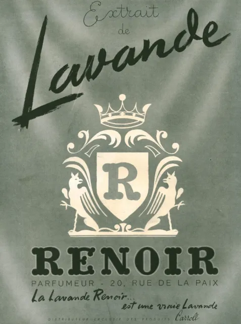 Publicité ancienne extrait de lavande Renoir 1942 issue de magazine