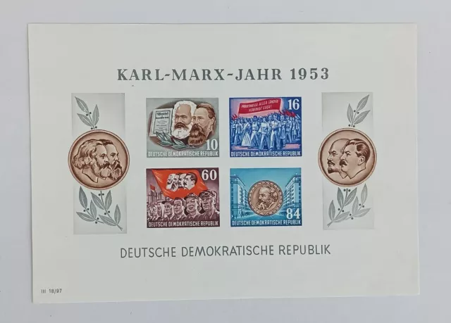 DDR 1953 - MiNr Block 9 B Wz 2 YI - Karl Marx - ungezähnt - Signatur RUSCHER BPP