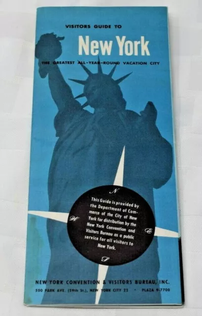 Vintage Visitors Guide To New York Map Statue Of Liberty 1950s